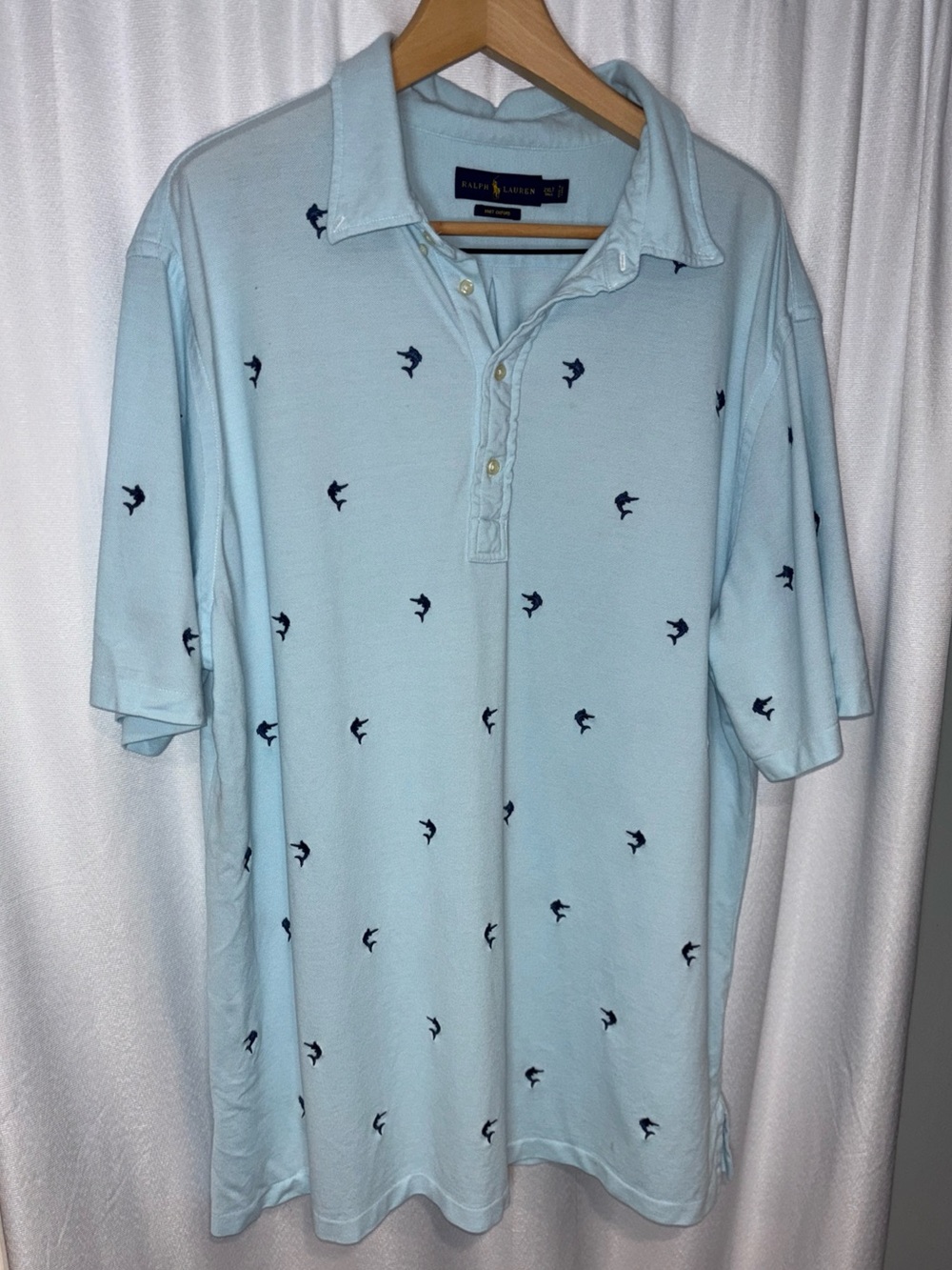 Polo Ralph Lauren Polo Shirt 2XLT Knit Oxford Swordfish Marlin Embroidered